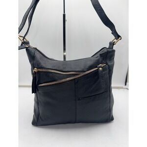 Great American Leather Works Black Pebbled Leather Crossbody Organizer Bag